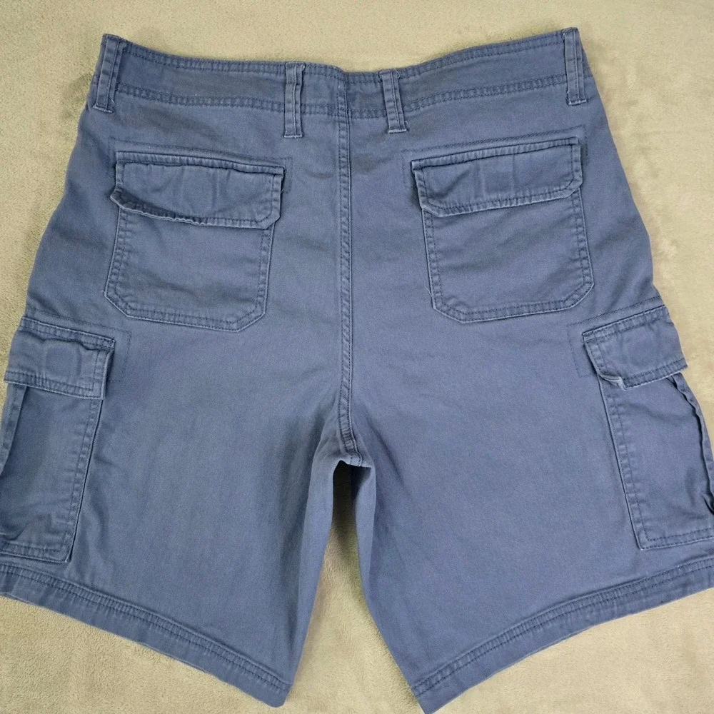 George‎ Mens Size 34 Blue Cargo Shorts Cotton Flat Front Stretch Utility Pockets